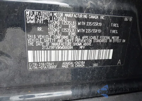 2019 Toyota Rav4 Adventure из США, поврежденный, VIN 2T3J1RFV9KW066084